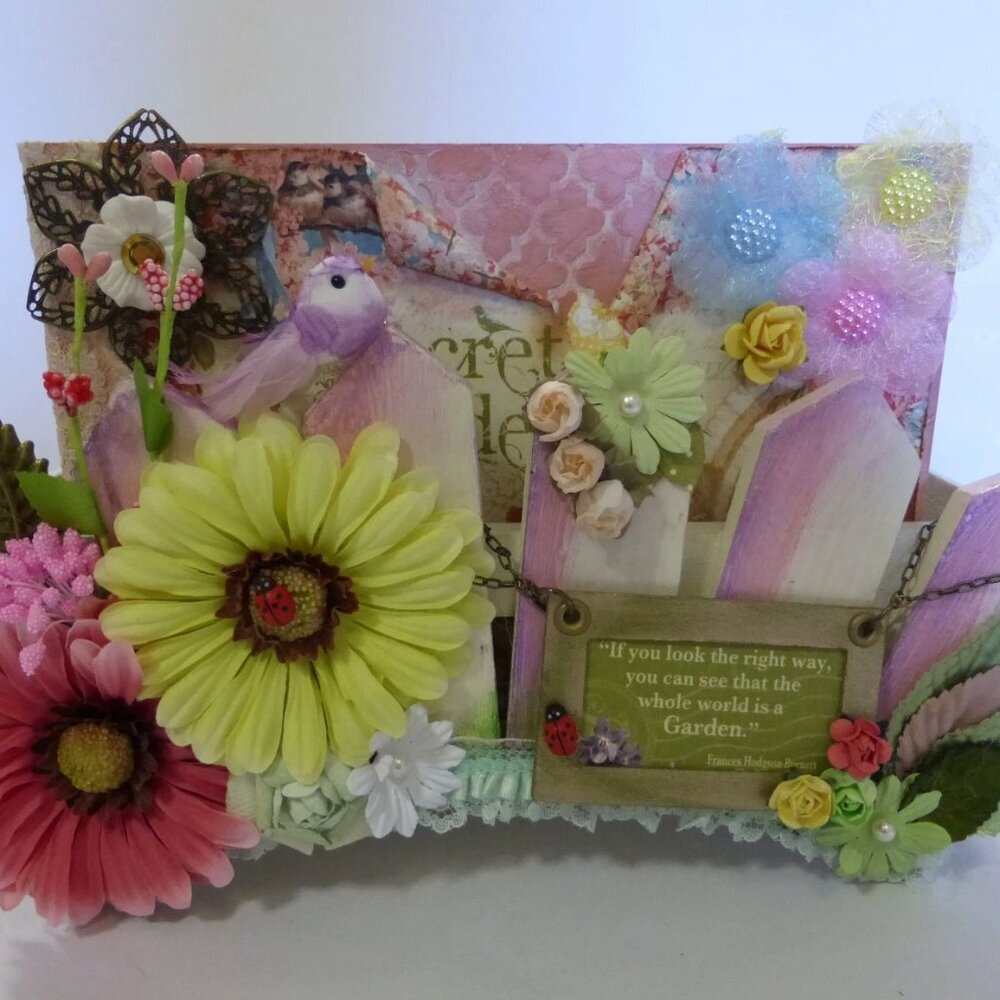 Graphic 45 mini photo album handmade SECRET GARDEN‎ w/box fairycore whimsical
